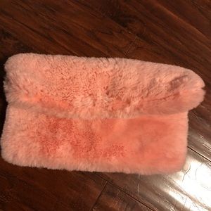 Studio DIY pink fuzzy clutch